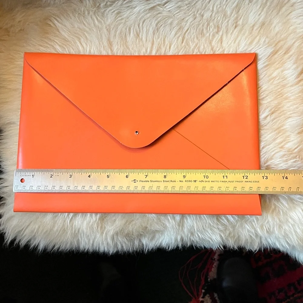 Recycled Leather Orange Document Envelope